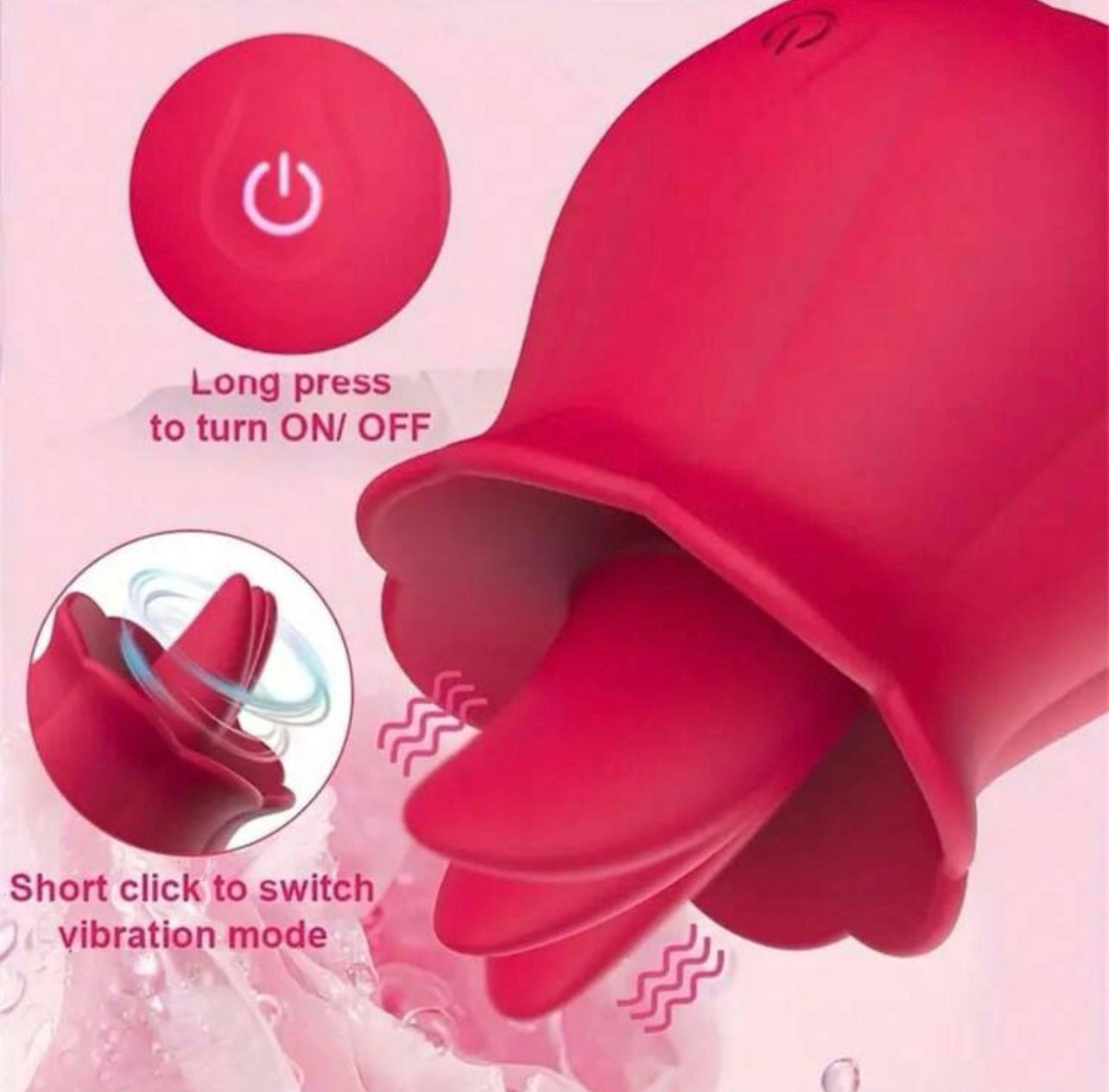 Pink Rose Tongue Licking Vibrator Pretty things shop Pink Rose Tongue Licking Vibrator Pretty things shop