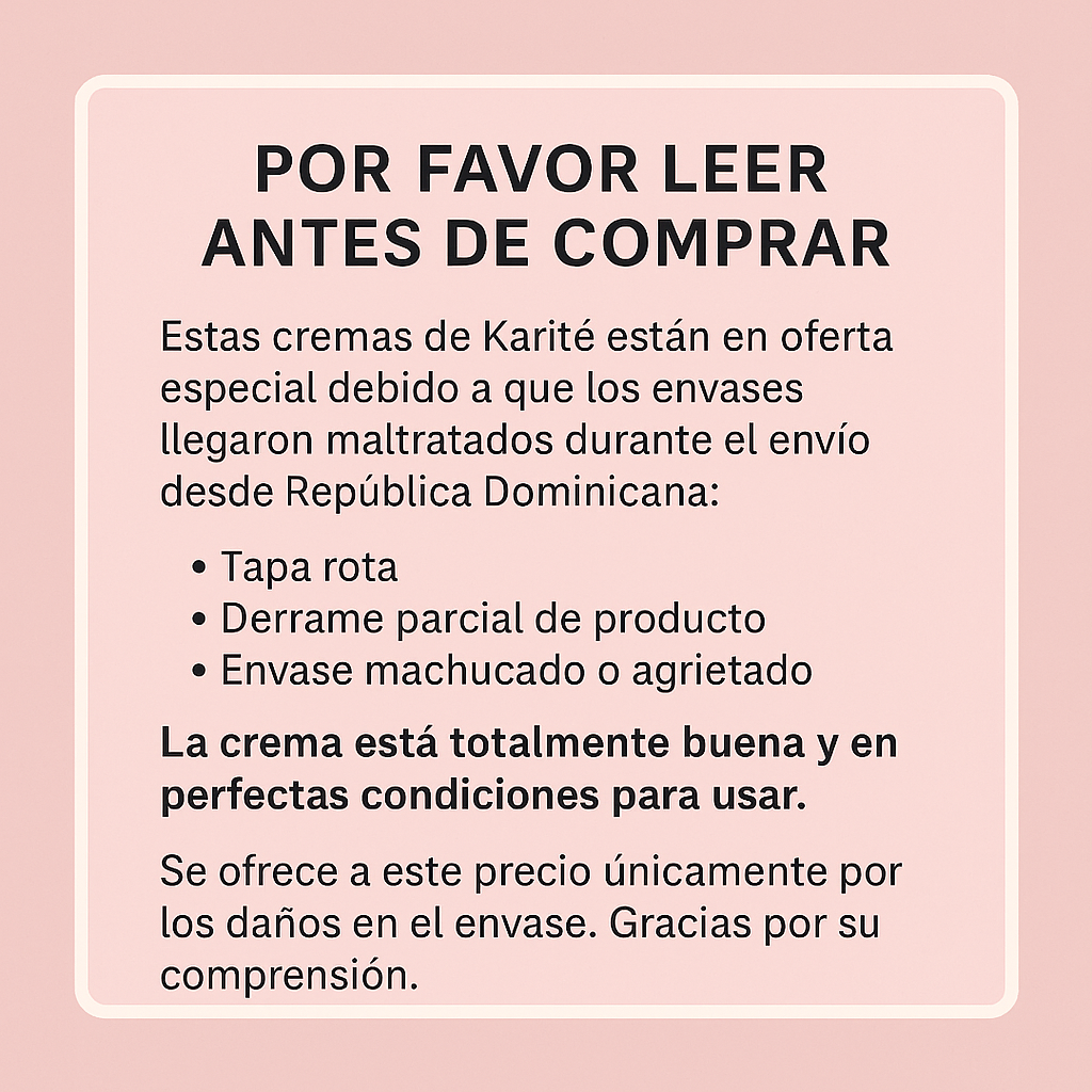Crema de karite 8oz - ‼️‼️ Por Favor leer antes de Comparar ‼️‼️